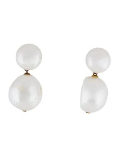 Pre-owned Mejuri Pearl Drop Earrings In Multi