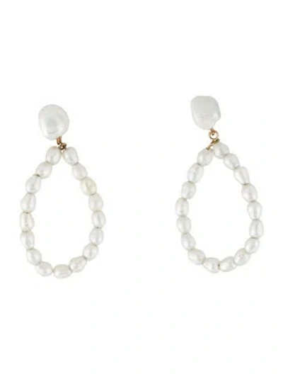 Pre-owned Mejuri Pearl Drop Earrings In Multicolor