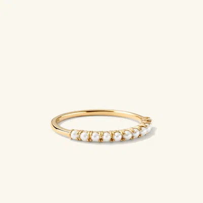 Mejuri Pearl Half Eternity Ring In Gold