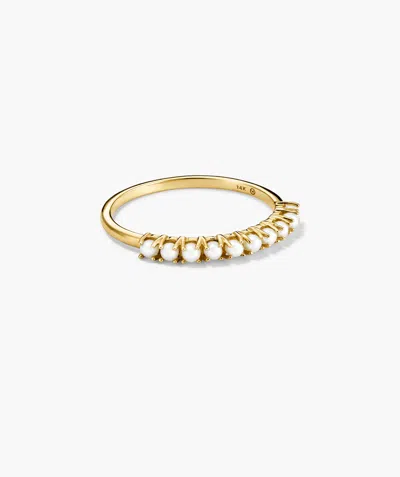 Mejuri Pearl Half Eternity Ring In Gold