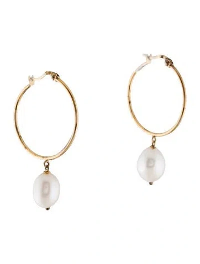 Pre-owned Mejuri Pearl Hoop Earrings In Multi