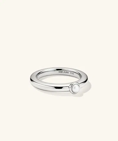 Mejuri Pearl Stacker Ring Silver
