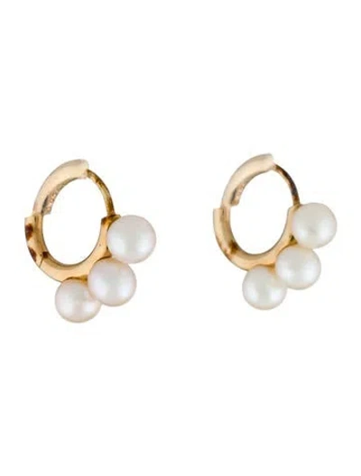 Pre-owned Mejuri Pearl Trio Hoop Earrings In Multi