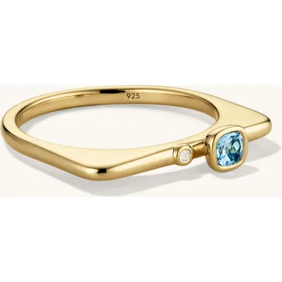 Mejuri Puzzle Stacking Ring In Gold/swiss Blue Topaz