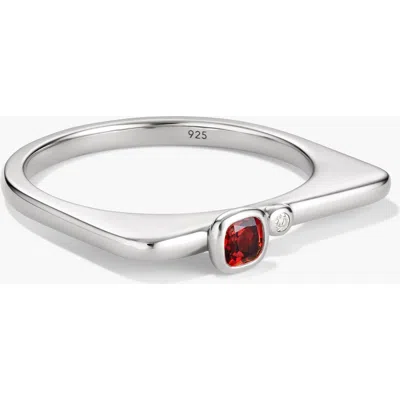 Mejuri Puzzle Stacking Ring In Silver/garnet