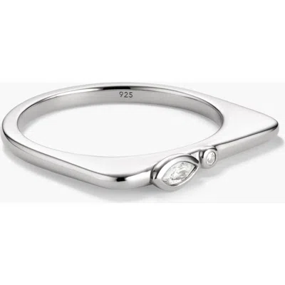 Mejuri Puzzle Stacking Ring In Silver/white Sapphire