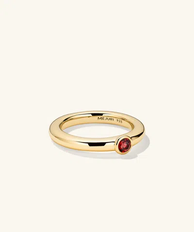 Mejuri Round Gemstone Stacker Ring Garnet In Vermeil