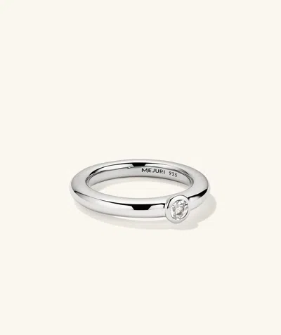 Mejuri Round Gemstone Stacker Ring In White