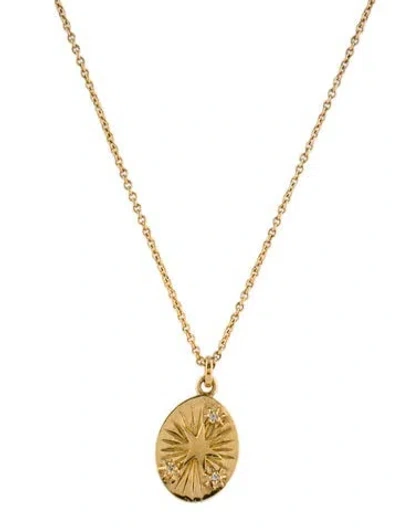 Pre-owned Mejuri Sapphire & Enamel Tarot Star Pendant Necklace, 22.25" In Multi