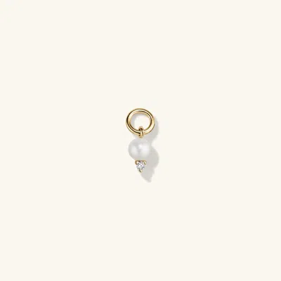 Mejuri Single Diamond And Pearl Hoop Charm In Yellow