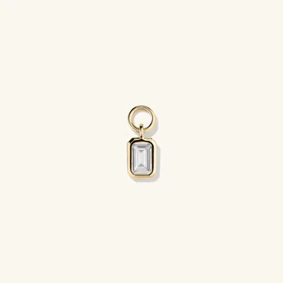 Mejuri Single Emerald Cut Gemstone Hoop Charm White Topaz In Yellow