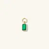 Mejuri Single Emerald Cut Gemstone Hoop Charm Green Onyx In Yellow