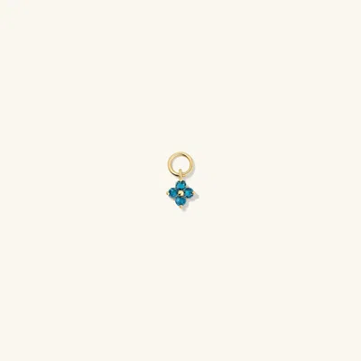 Mejuri Single Gemstone Cluster Hoop Charm London Blue Topaz In Yellow