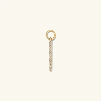 Mejuri Single Pave Diamond Bar Hoop Charm In Yellow