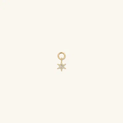 Mejuri Single Pave Diamond Star Hoop Charm In Yellow