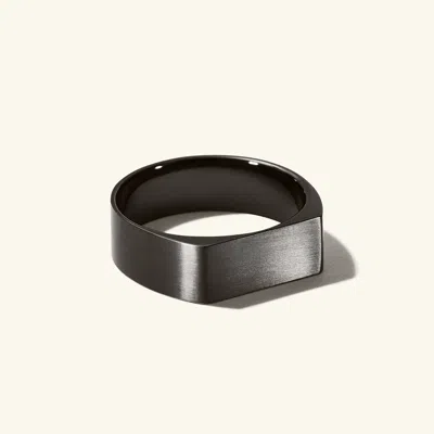 Mejuri Slim Rectangular Signet Ring In Black