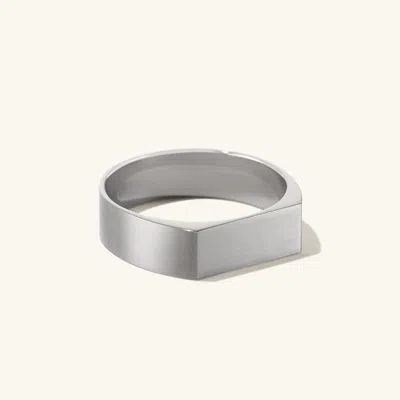 Mejuri Slim Rectangular Signet Ring In Grey