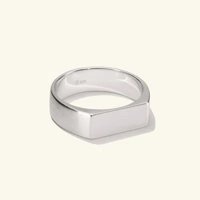 Mejuri Slim Rectangular Signet Ring In White