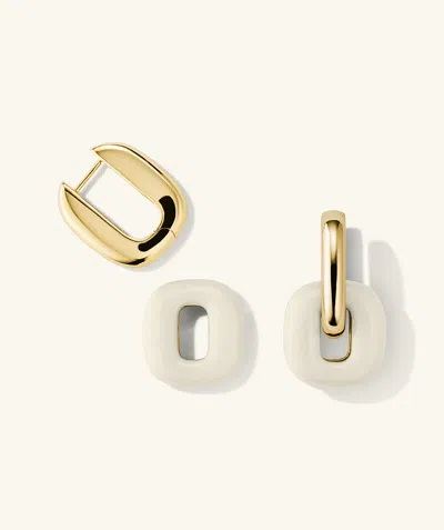 Mejuri Stevie Hoops Cream Enamel In Gold