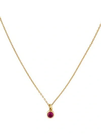 Pre-owned Mejuri Synthetic Ruby Sia Birthstone Pendant Necklace, 17.5" In Multi