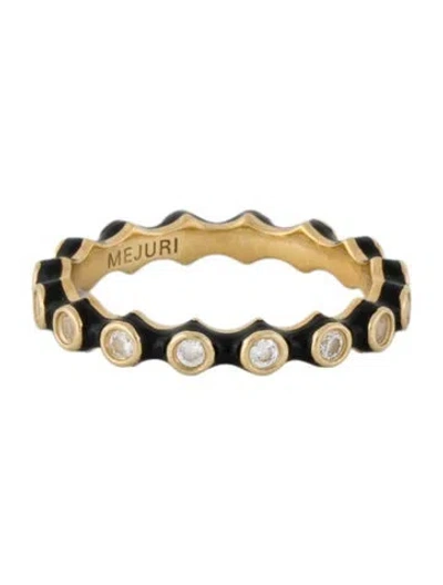 Pre-owned Mejuri Synthetic Sapphire & Enamel Stacker Band In Black