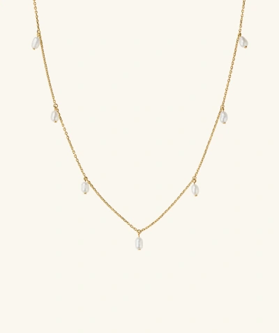 Mejuri Tiny Pearl Station Necklace In Vermeil