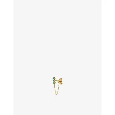 Mejuri Trio Chain 14ct Yellow-gold And Lab-grown Emerald Single Stud Earring