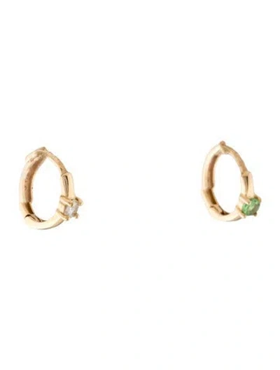 Pre-owned Mejuri Tsavorite Garnet & Sapphire Colored Hoop Earrings In Multicolor
