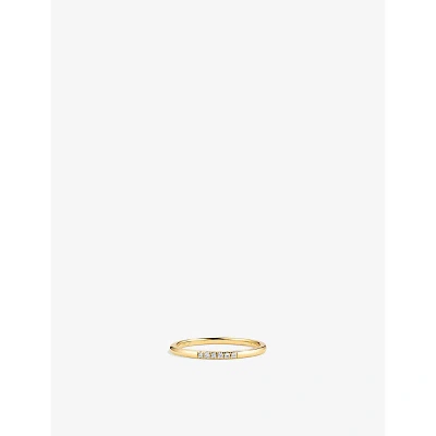 Mejuri Womens Gold Line 14ct Yellow-gold And 0.05ct Diamond Ring