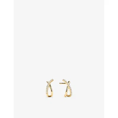 Mejuri X 14ct Yellow-gold And 0.06ct Pavé Diamond Stud Earrings