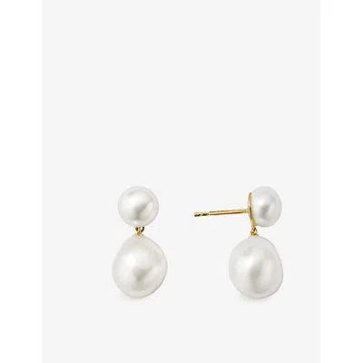 Mejuri Yellow Bold 18ct Gold Vermeil And Freshwater Pearl Drop Earrings