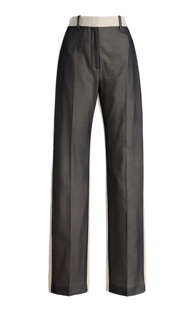 Mel Usine Amandine Pleated Cotton-twill Combo Pants In Multi