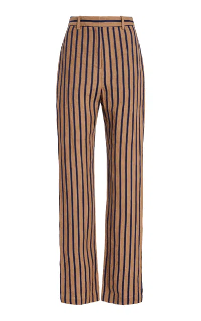 Mel Usine Amandine Pleated Linen-cotton Pants In Multi