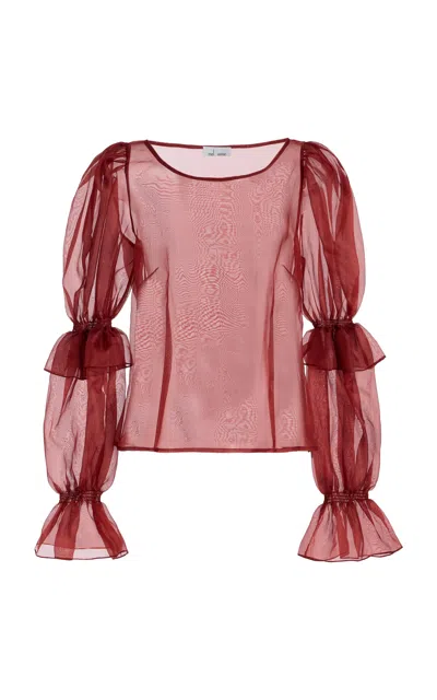 Mel Usine Baton Silk-organza Top In Red