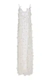 Mel Usine Beatrice Embroidered Sheer Silk Dress In White