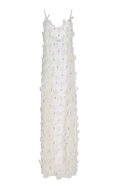 Mel Usine Beatrice Embroidered Sheer Silk Dress In White