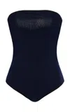 Mel Usine Carine Strapless Jersey Bodysuit In Blue