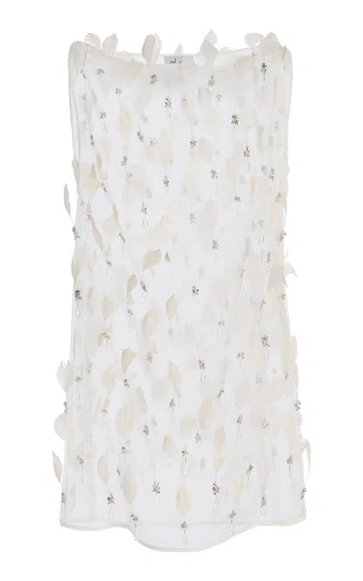 Mel Usine Catherine Embroidered Sheer Silk Dress In White