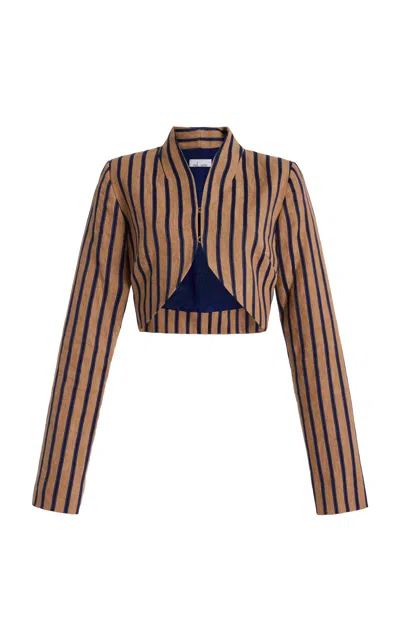 Mel Usine Cecile Pinstripe Linen Cotton Jacket In Multi