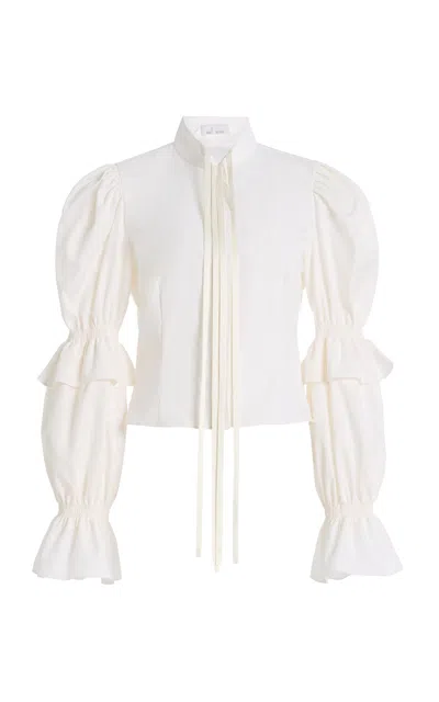 Mel Usine Clemence Tie Fastening Cotton-poplin Top In White