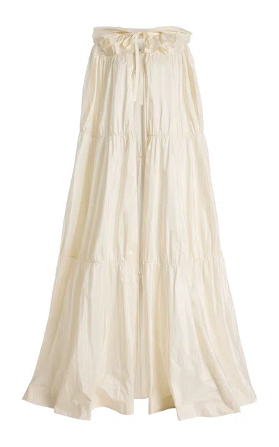 Mel Usine Constance A-line Silk-taffeta Cloak In White