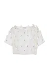 Mel Usine Elea Embroidered Silk Top In White