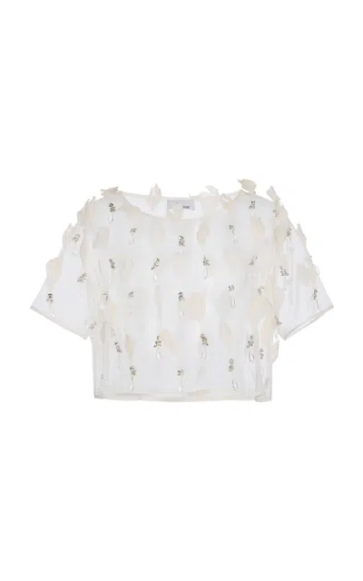 Mel Usine Elea Embroidered Silk Top In White