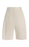 Mel Usine Helene Pleated Cotton-twill Shorts In White