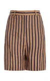 Mel Usine Helene Pleated Linen Pants In Multi