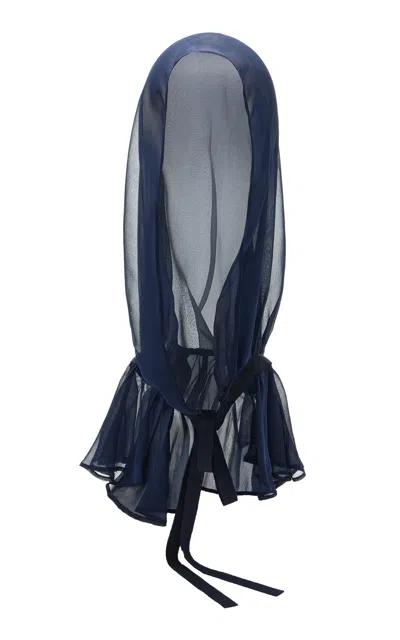 Mel Usine Jeanne Tie Fastening Silk-chiffon Hood In Blue