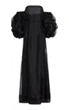 Mel Usine Liliane Rouched Silk-organza Dress In Black