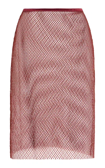 Mel Usine Louise Fishnet Skirt In Red