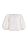 Mel Usine Lyonne Cotton-poplin Top In White