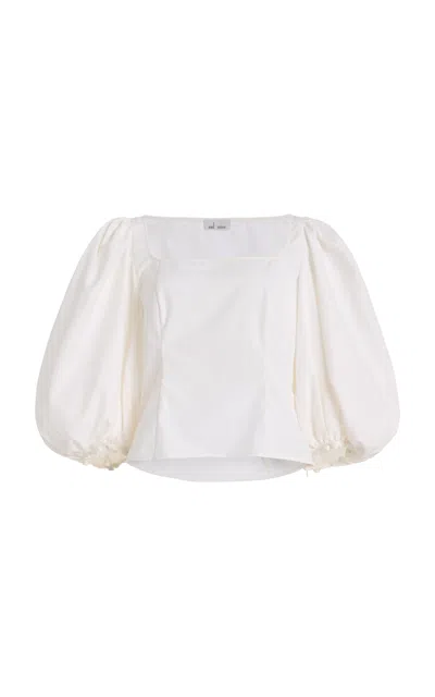 Mel Usine Lyonne Cotton-poplin Top In White